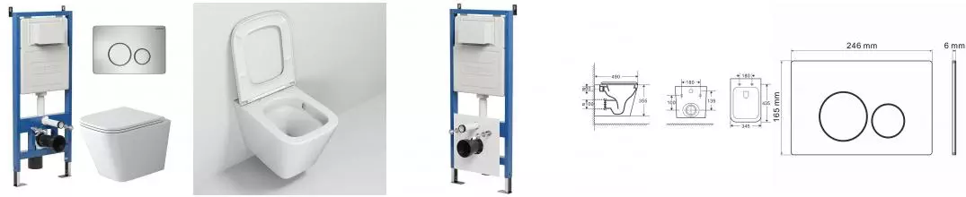 Комплект инсталляция с унитазом, крышкой и кнопкой смыва «Grossman» 97.4479SQ.05.12M безободковый белый Комплект инсталляция с унитазом, крышкой и кнопкой смыва «Grossman» 97.4479SQ.05.12M безободковый белый