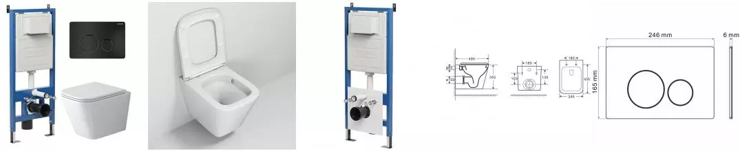 Комплект инсталляция с унитазом, крышкой и кнопкой смыва «Grossman» 97.4479SQ.05.21M безободковый белый Комплект инсталляция с унитазом, крышкой и кнопкой смыва «Grossman» 97.4479SQ.05.21M безободковый белый