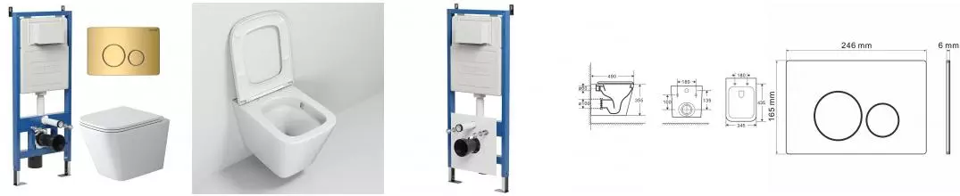 Комплект инсталляция с унитазом, крышкой и кнопкой смыва «Grossman» 97.4479SQ.05.30M безободковый белый Комплект инсталляция с унитазом, крышкой и кнопкой смыва «Grossman» 97.4479SQ.05.30M безободковый белый