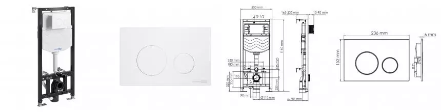 Инсталляция для унитаза с кнопкой «WasserKRAFT» 10TLT.010.ME.WM02