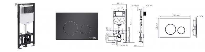 Инсталляция для унитаза с кнопкой «WasserKRAFT» 10TLT.010.ME.MB02