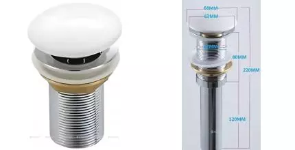 Донный клапан для раковины «Aquanet» 00330950 (330950) с механизмом Клик-Клак белый