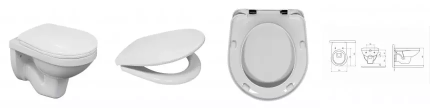 Подвесной унитаз безободковый «Berges Wasserhaus» Gamma 081115  белый с сиденьем полипропилен с микролифтом белое