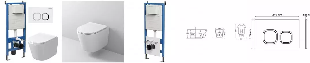 Комплект инсталляция с унитазом, крышкой и кнопкой смыва «Grossman» 97.4477SQ.02.000 безободковый белый Комплект инсталляция с унитазом, крышкой и кнопкой смыва «Grossman» 97.4477SQ.02.000 безободковый белый