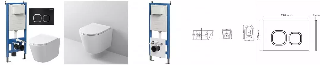 Комплект инсталляция с унитазом, крышкой и кнопкой смыва «Grossman» 97.4477SQ.02.210 безободковый белый