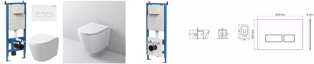 Комплект инсталляция с унитазом, крышкой и кнопкой смыва «Grossman» 97.4477SQ.03.000 безободковый белый