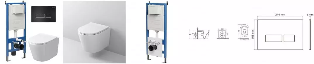 Комплект инсталляция с унитазом, крышкой и кнопкой смыва «Grossman» 97.4477SQ.03.210 безободковый белый