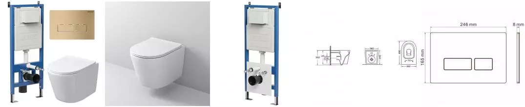 Комплект инсталляция с унитазом, крышкой и кнопкой смыва «Grossman» 97.4477SQ.03.310 безободковый белый