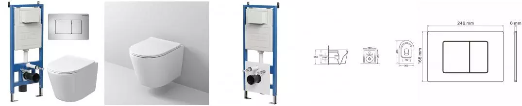 Комплект инсталляция с унитазом, крышкой и кнопкой смыва «Grossman» 97.4477SQ.04.12M безободковый белый