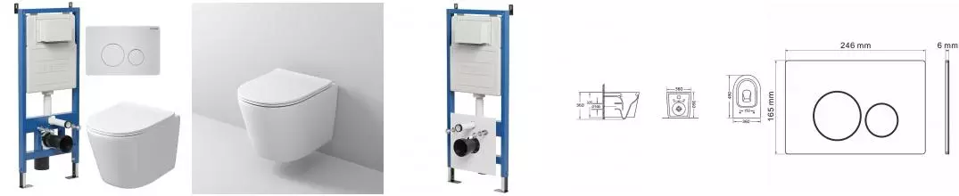 Комплект инсталляция с унитазом, крышкой и кнопкой смыва «Grossman» 97.4477SQ.05.01M безободковый белый