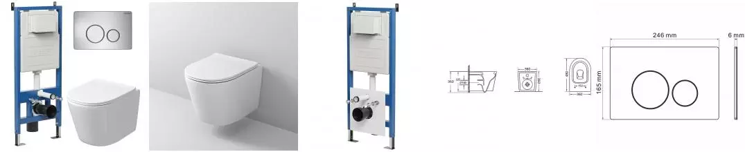 Комплект инсталляция с унитазом, крышкой и кнопкой смыва «Grossman» 97.4477SQ.05.12M безободковый белый