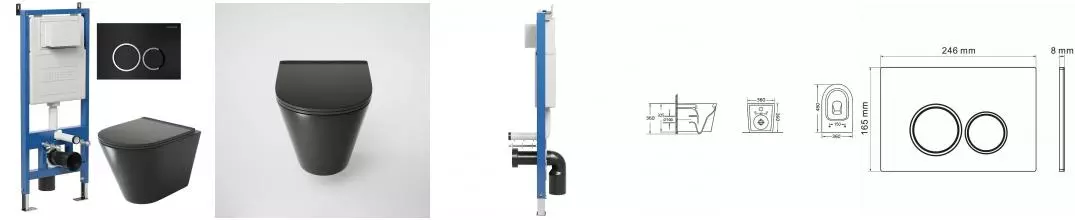 Комплект инсталляция с унитазом, крышкой и кнопкой смыва «Grossman» 97.4477BMS.01.210 безободковый черный матовый Комплект инсталляция с унитазом, крышкой и кнопкой смыва «Grossman» 97.4477BMS.01.210 безободковый черный матовый