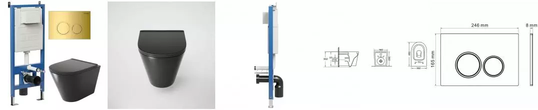 Комплект инсталляция с унитазом, крышкой и кнопкой смыва «Grossman» 97.4477BMS.01.300 безободковый черный матовый Комплект инсталляция с унитазом, крышкой и кнопкой смыва «Grossman» 97.4477BMS.01.300 безободковый черный матовый