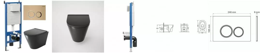 Комплект инсталляция с унитазом, крышкой и кнопкой смыва «Grossman» 97.4477BMS.01.310 безободковый черный матовый Комплект инсталляция с унитазом, крышкой и кнопкой смыва «Grossman» 97.4477BMS.01.310 безободковый черный матовый