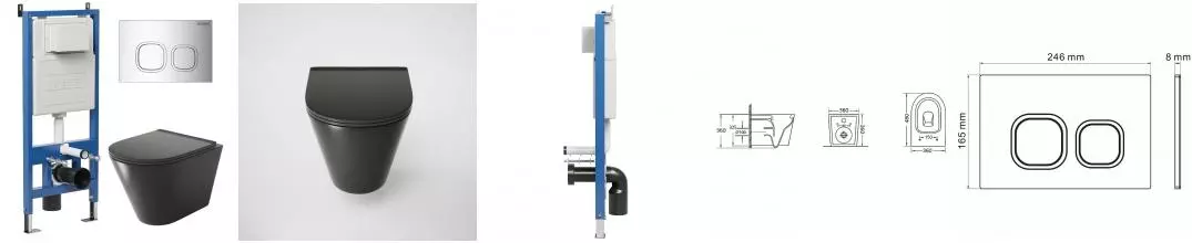 Комплект инсталляция с унитазом, крышкой и кнопкой смыва «Grossman» 97.4477BMS.02.100 безободковый черный матовый Комплект инсталляция с унитазом, крышкой и кнопкой смыва «Grossman» 97.4477BMS.02.100 безободковый черный матовый