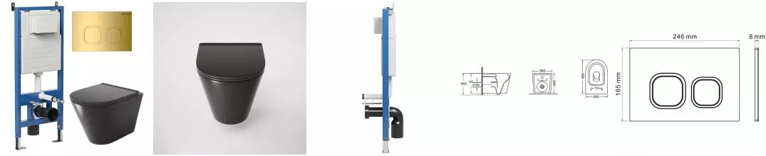 Комплект инсталляция с унитазом, крышкой и кнопкой смыва «Grossman» 97.4477BMS.02.300 безободковый черный матовый Комплект инсталляция с унитазом, крышкой и кнопкой смыва «Grossman» 97.4477BMS.02.300 безободковый черный матовый