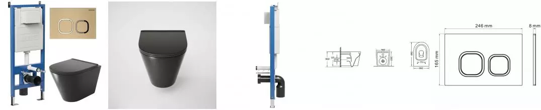 Комплект инсталляция с унитазом, крышкой и кнопкой смыва «Grossman» 97.4477BMS.02.310 безободковый черный матовый Комплект инсталляция с унитазом, крышкой и кнопкой смыва «Grossman» 97.4477BMS.02.310 безободковый черный матовый