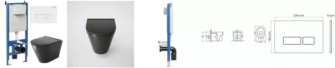 Комплект инсталляция с унитазом, крышкой и кнопкой смыва «Grossman» 97.4477BMS.03.000 безободковый черный матовый Комплект инсталляция с унитазом, крышкой и кнопкой смыва «Grossman» 97.4477BMS.03.000 безободковый черный матовый