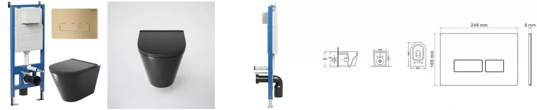 Комплект инсталляция с унитазом, крышкой и кнопкой смыва «Grossman» 97.4477BMS.03.310 безободковый черный матовый Комплект инсталляция с унитазом, крышкой и кнопкой смыва «Grossman» 97.4477BMS.03.310 безободковый черный матовый