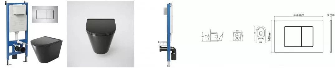 Комплект инсталляция с унитазом, крышкой и кнопкой смыва «Grossman» 97.4477BMS.04.12M безободковый черный матовый Комплект инсталляция с унитазом, крышкой и кнопкой смыва «Grossman» 97.4477BMS.04.12M безободковый черный матовый