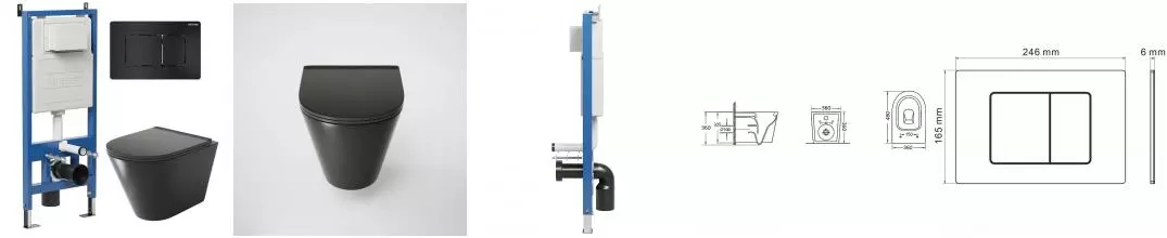 Комплект инсталляция с унитазом, крышкой и кнопкой смыва «Grossman» 97.4477BMS.04.21M безободковый черный матовый Комплект инсталляция с унитазом, крышкой и кнопкой смыва «Grossman» 97.4477BMS.04.21M безободковый черный матовый
