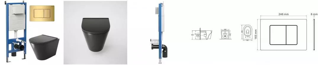 Комплект инсталляция с унитазом, крышкой и кнопкой смыва «Grossman» 97.4477BMS.04.30M безободковый черный матовый Комплект инсталляция с унитазом, крышкой и кнопкой смыва «Grossman» 97.4477BMS.04.30M безободковый черный матовый