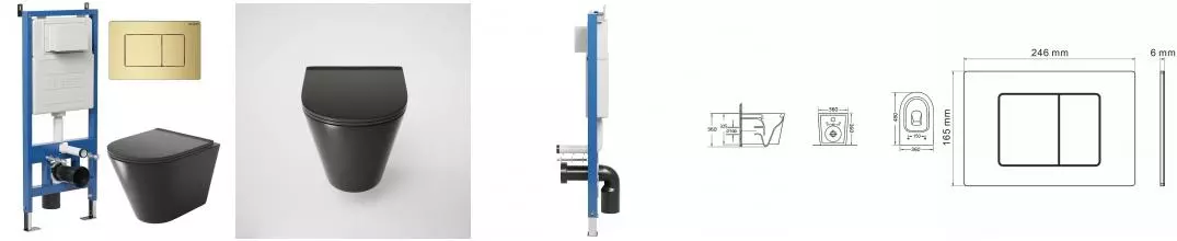 Комплект инсталляция с унитазом, крышкой и кнопкой смыва «Grossman» 97.4477BMS.04.32M безободковый черный матовый Комплект инсталляция с унитазом, крышкой и кнопкой смыва «Grossman» 97.4477BMS.04.32M безободковый черный матовый
