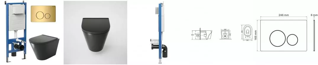 Комплект инсталляция с унитазом, крышкой и кнопкой смыва «Grossman» 97.4477BMS.05.30M безободковый черный матовый Комплект инсталляция с унитазом, крышкой и кнопкой смыва «Grossman» 97.4477BMS.05.30M безободковый черный матовый