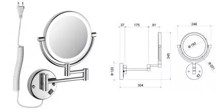 Косметическое зеркало «Акватек» AQ4915CR на стену хром