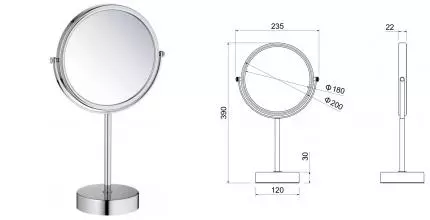 Косметическое зеркало «Акватек» AQ4914CR на стол хром