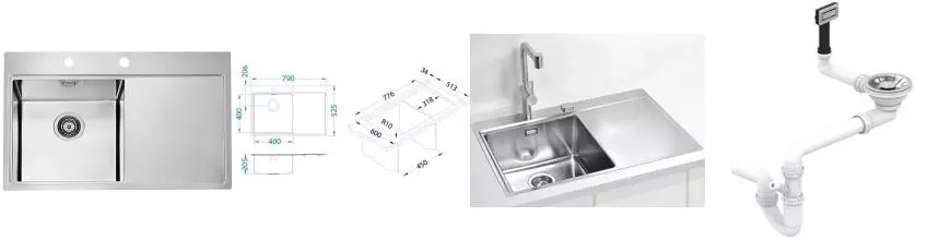 Мойка для кухни «Alveus» Pure 40L new KMB-90 79/53 нержавеющая сталь нержавеющая сталь левая