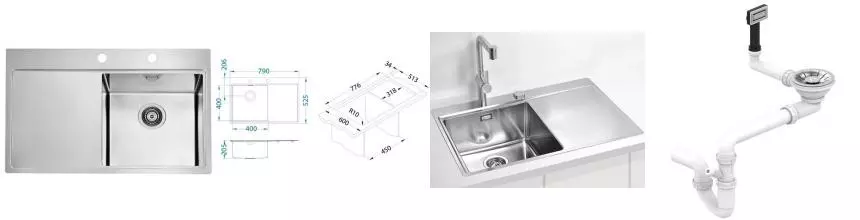 Мойка для кухни «Alveus» Pure 40R new KMB 90 79/53 нержавеющая сталь нержавеющая сталь правая