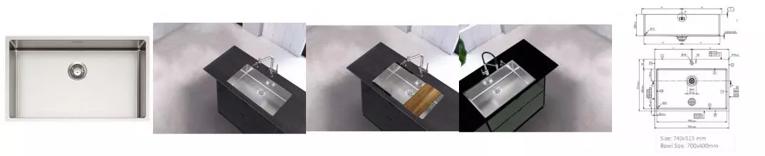 Мойка для кухни «Alveus» Nox 60 74/44 с интегрированным сифоном нержавеющая сталь брашированная сталь