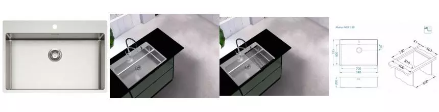 Мойка для кухни «Alveus» Nox 130 74/52 с интегрированным сифоном нержавеющая сталь брашированная сталь Мойка для кухни «Alveus» Nox 130 74/52 с интегрированным сифоном нержавеющая сталь брашированная сталь