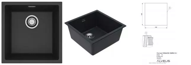 Мойка кухонная Alveus OMNI 20 GRANITAL DEEP BLACK-G90 450x450x198 с сифоном 1145083 1150048 · Alveus, 1150048 Мойка кухонная Alveus OMNI 20 GRANITAL DEEP BLACK-G90 450x450x198 с сифоном 1145083 1150048 · Alveus, 1150048