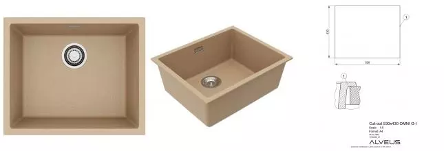 Мойка для кухни «Alveus» Omni 30 55/45 искусственный камень Beige-G55 Мойка для кухни «Alveus» Omni 30 55/45 искусственный камень Beige-G55