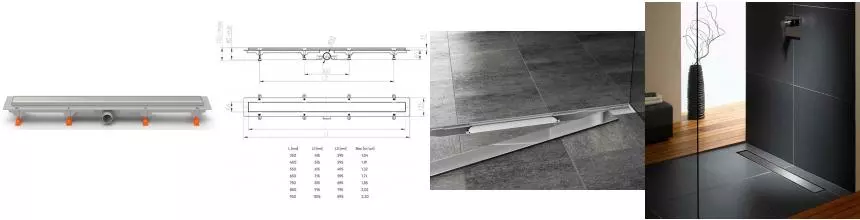 Душевой лоток «Azario» Klasik AZ-CH 75/50 K боковой выпуск под плитку 