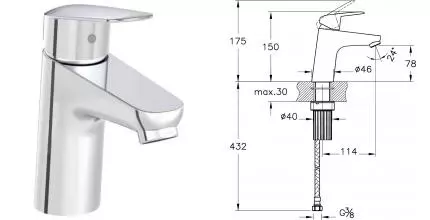 Смеситель для раковины «Vitra» Flow Round A42923EXP хром