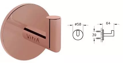 Крючок «Vitra» Origin A4488429 на стену медь Крючок «Vitra» Origin A4488429 на стену медь