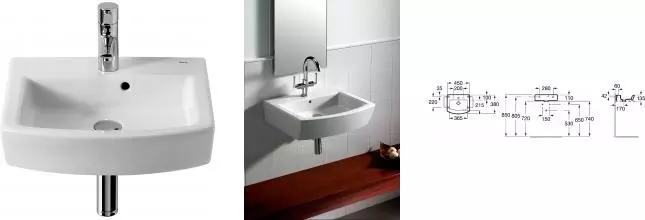 Раковина «Roca» Hall 45/38 7327624000 фарфоровая белая