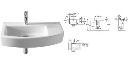 Раковина «Roca» Hall 65/42 7327620000 фарфоровая белая правая