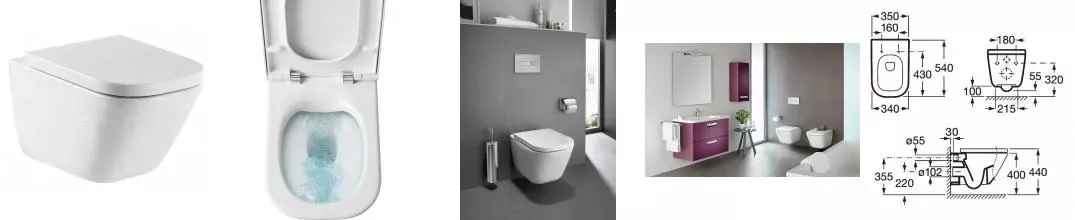 Подвесной унитаз безободковый «Roca» The Gap Clean Rim белый без сиденья Подвесной унитаз безободковый «Roca» The Gap Clean Rim белый без сиденья