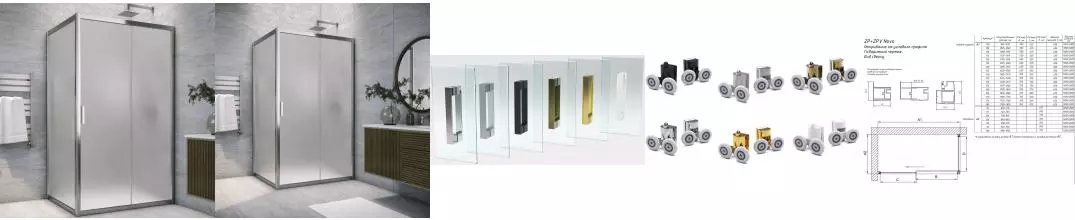 Душевой угол-ограждение «Vegas Glass» ZP+ZPV TUR NOVO h1900 100/95 сатин/хром без поддона универсальный