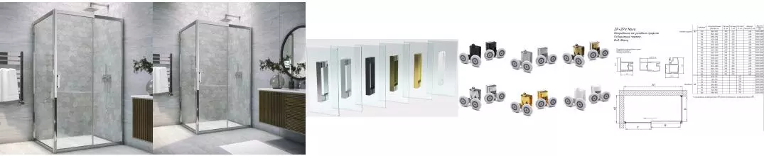 Душевой угол-ограждение «Vegas Glass» ZP+ZPV TUR NOVO h1900 105/100 прозрачный/хром без поддона универсальный