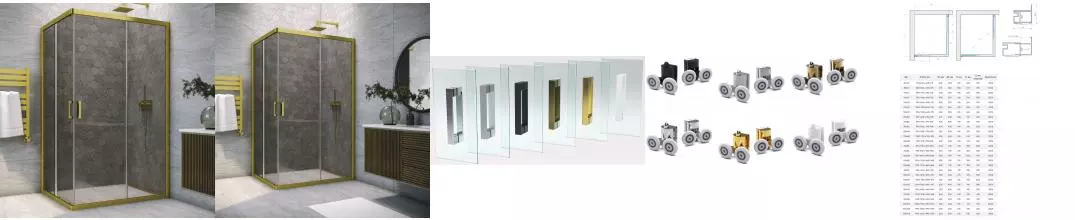 Душевой угол-ограждение «Vegas Glass» ZA-F Novo h2000 80/70 графит/золото матовое без поддона универсальный Душевой угол-ограждение «Vegas Glass» ZA-F Novo h2000 80/70 графит/золото матовое без поддона универсальный