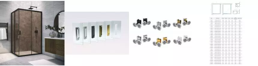 Душевой угол-ограждение «Vegas Glass» ZA-F Novo h2000 95/80 бронза/чёрный матовый без поддона универсальный