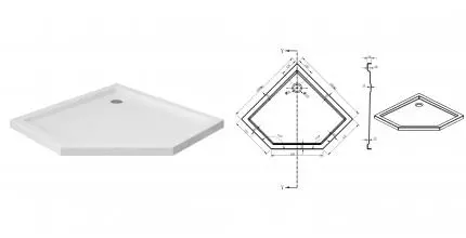 Душевой поддон «Loranto» CS-22113 100/100 низкий акриловый многоугольный белый с сифоном