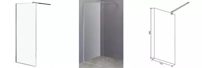 Душевая перегородка «Loranto» Sunway CS-L1020 Walk-in 110/200 прозрачная/хром универсальная Душевая перегородка «Loranto» Sunway CS-L1020 Walk-in 110/200 прозрачная/хром универсальная