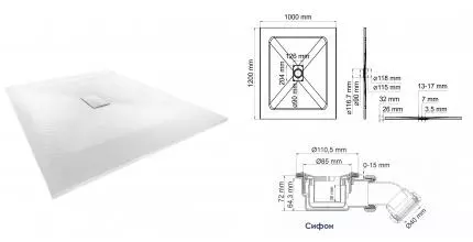 Душевой поддон «WasserKRAFT» Main 41T10 120/100 низкий стеклопластик прямоугольный белый