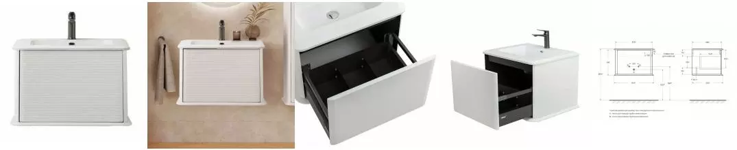 Тумба с раковиной «Cezares» Idra 64 (50352 61/49) подвесная Bianco opaco Тумба с раковиной «Cezares» Idra 64 (50352 61/49) подвесная Bianco opaco